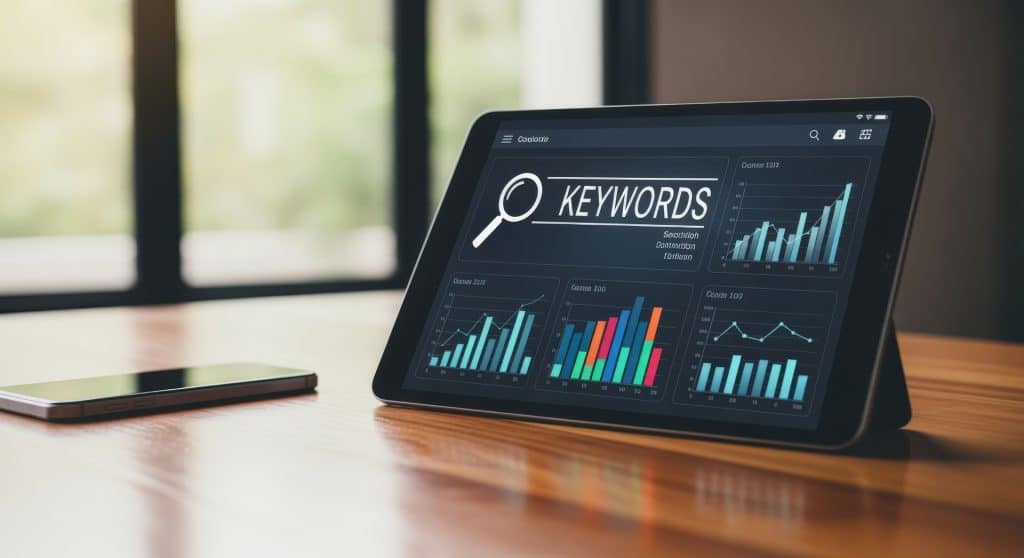 tablet saying SEO keywords